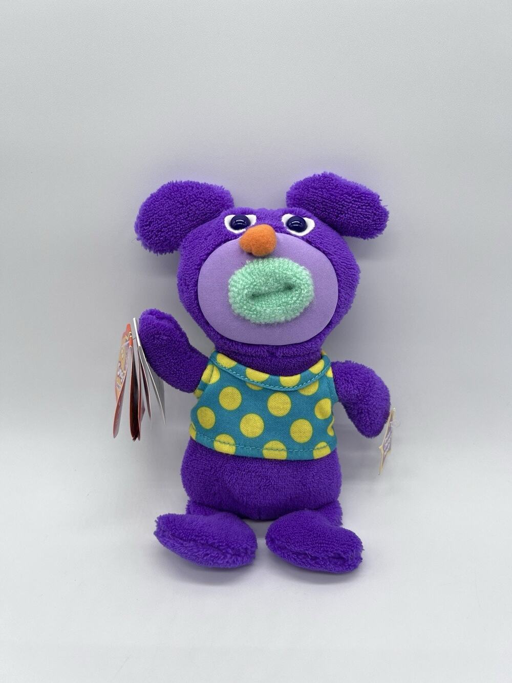 Fisher Price Sing A Ma Jjg Purple Open Mouth Push Belly Bear Plush Toy Works New